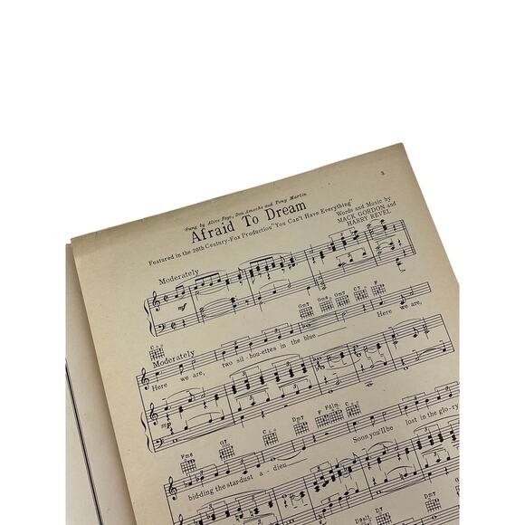Afraid to Dream Sheet Music 1937 You Cant Have Everything Gordon Revel A Faye - Picture 3 of 5